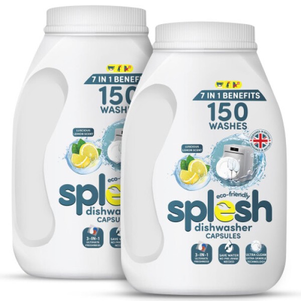 (Buy 2) Splesh 3 in 1 Dishwasher Tablets, 150 Capsules